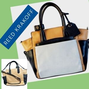 REED KRAKOFF Tricolor
Color Block Leather
Boxer Tote Bag ~ Neutral & versatile!